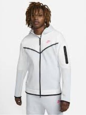 Nike Sail Tech Fleece Jacket with Black Trim and Orange Logo